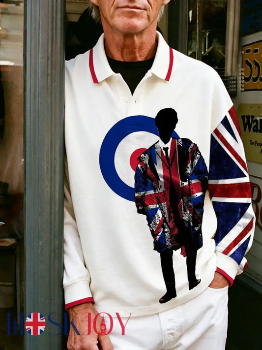 Men’s UK Mods Music Lover Printed Casual Tops - White / S
