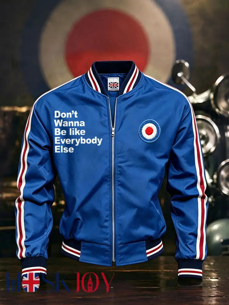Men’s UK Mods Music Lover Printed Monkey Jacket - Blue / S