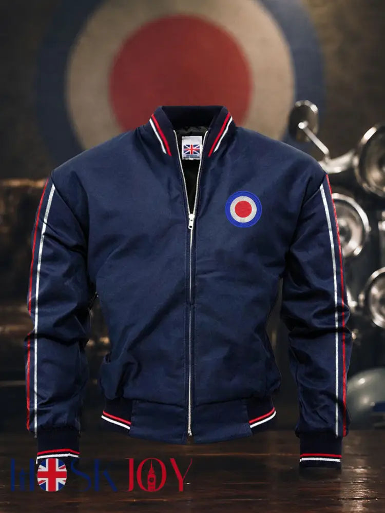 Men’s UK Mods Music Lover Printed Monkey Jacket - Deep Blue / S