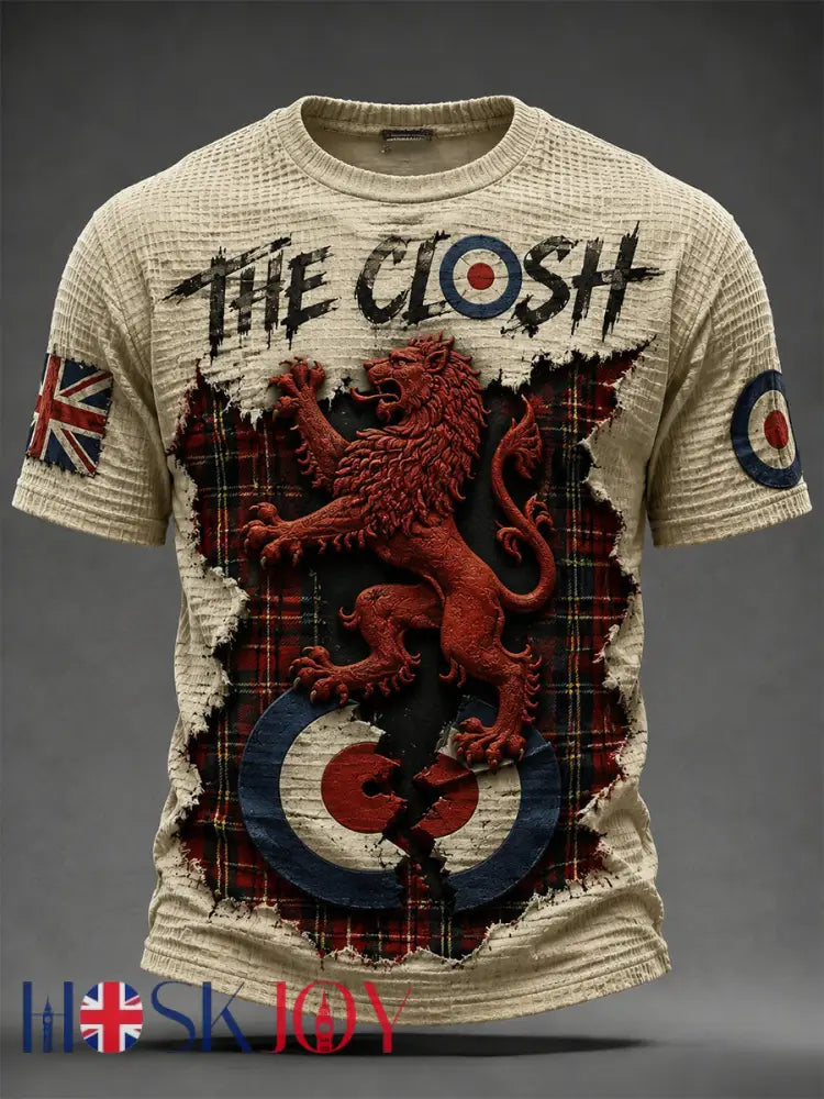 Men’s UK Mods Music Lover The Clash Printed Waffle T-shirt - Apricot / S