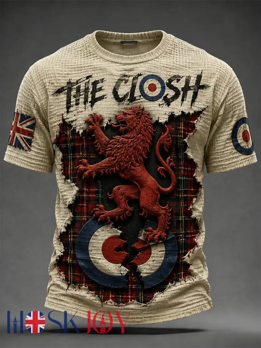 Men’s UK Mods Music Lover The Clash Printed Waffle T-shirt - Apricot / S
