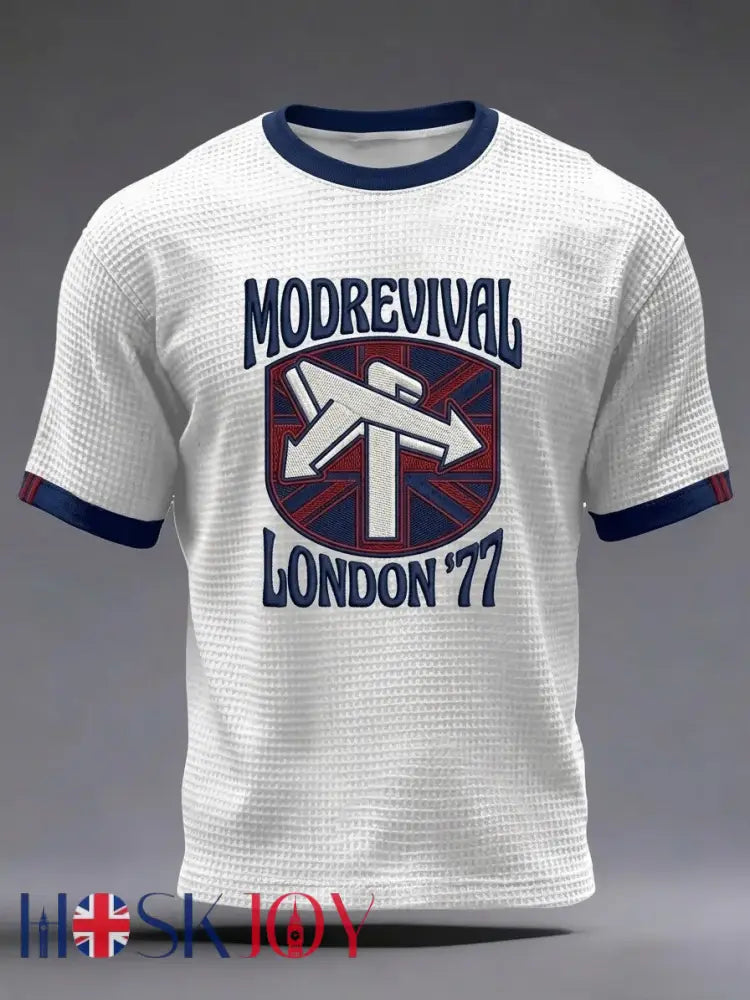 Men’s UK Mods Music Lover Printed Waffle T-shirt - White / S