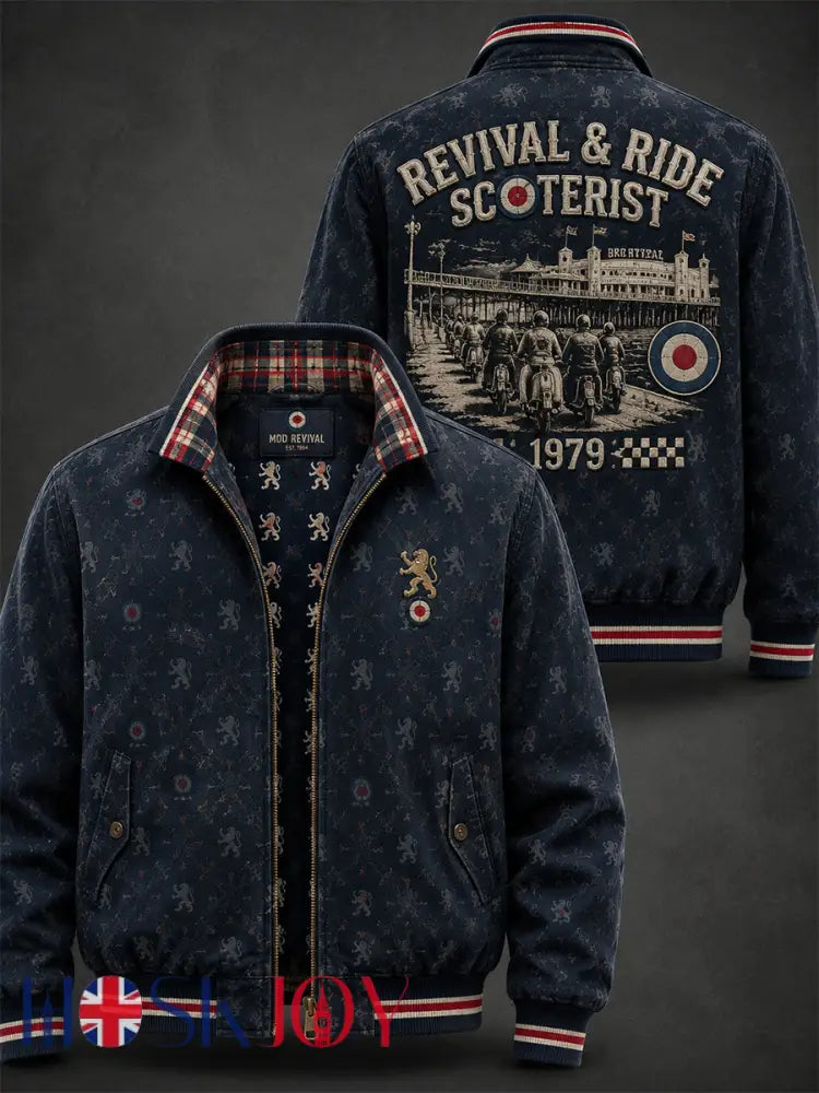 Men’s UK Mods Music Lover The Jam Printed Jacket - Deep Blue / S