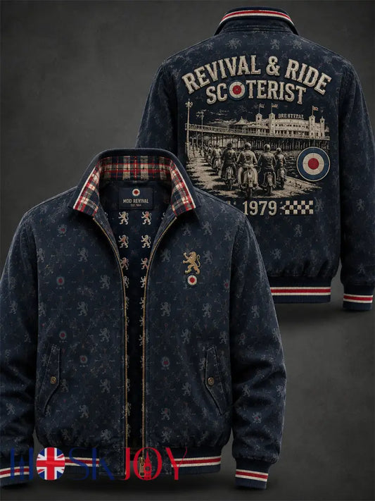 Men’s UK Mods Music Lover The Jam Printed Jacket - Deep Blue / S
