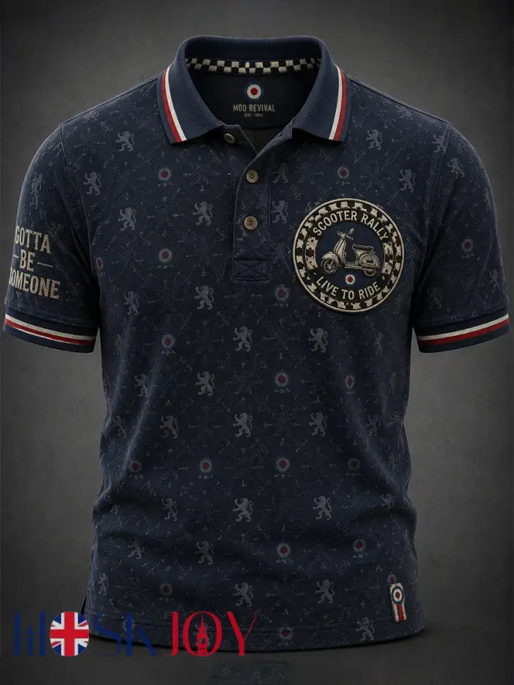 Men’s UK Mods Music Lover The Jam Printed Polo Shirt - Deep Blue / S