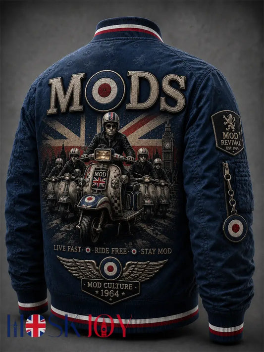 Men’s UK Mods Music Lover The Who Printed Jacket - Deep Blue / S