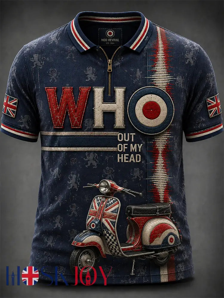 Men’s UK Mods Music Lover The Who Printed Polo Shirt - Blue / S