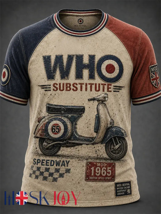 Men’s UK Mods Music Lover The Who Printed Short-Sleeved T-Shirt - Apricot / S