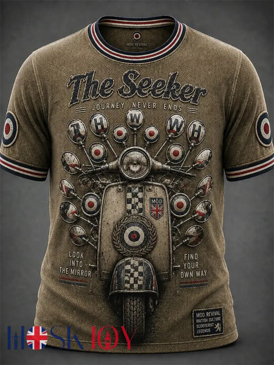 Men’s UK Mods Music Lover The Who Printed Short-Sleeved T-Shirt - Brown / S