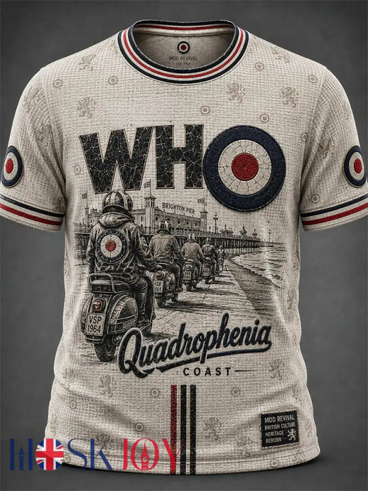 Men’s UK Mods Music Lover The Who Printed Short-Sleeved T-Shirt - White / S
