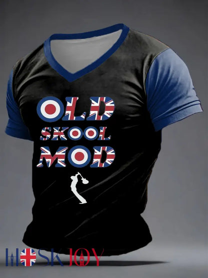 Men’s UK Mods Music Lover V-neck T-shirt - Black / S