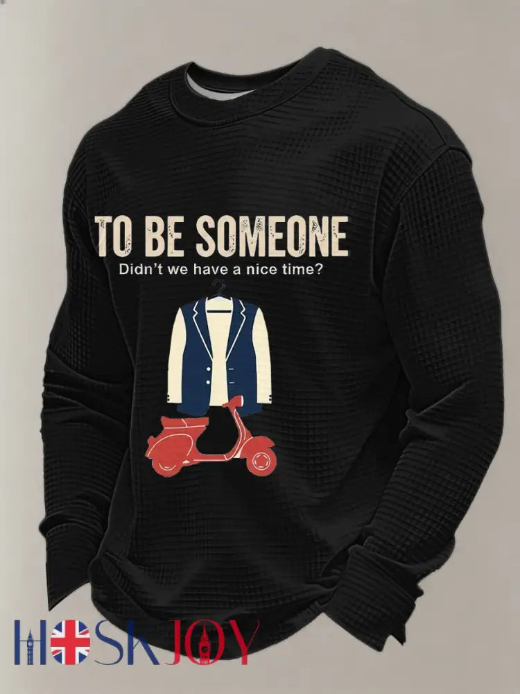 Men’s UK Mods Music Lover Waffle Long Sleeve Top - Black / S