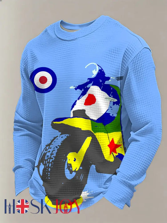 Men’s UK Mods Music Lover Waffle Long Sleeve Top - Blue / S
