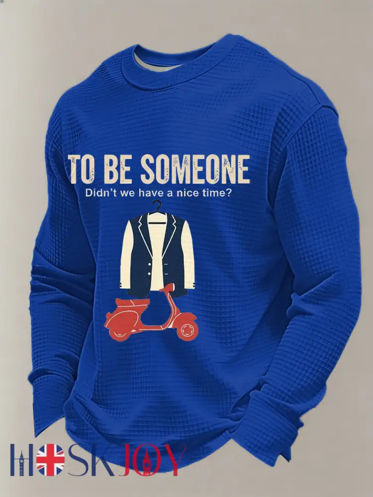 Men’s UK Mods Music Lover Waffle Long Sleeve Top - Blue / S