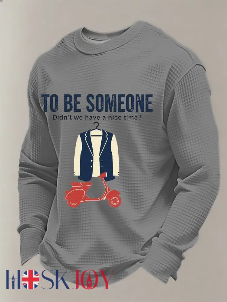 Men’s UK Mods Music Lover Waffle Long Sleeve Top - Gray / S