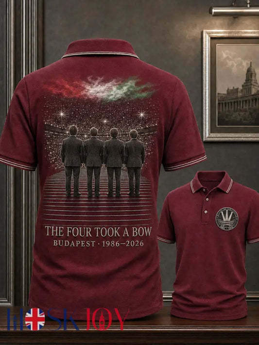 Men’s UK Music Lover Art Printed Casual Tops - Wine Red / S