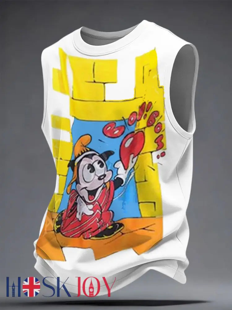 Men’s UK Music Lover Art Printed Tank Tops - White / S