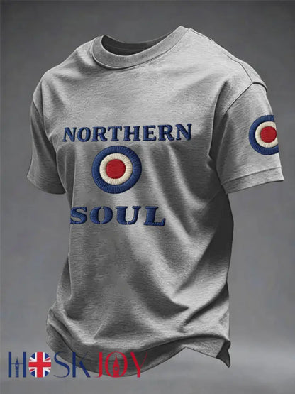 Men’s UK Music Northern Soul Lover imitation cotton short-sleeved T-shirt - Light Gray / S