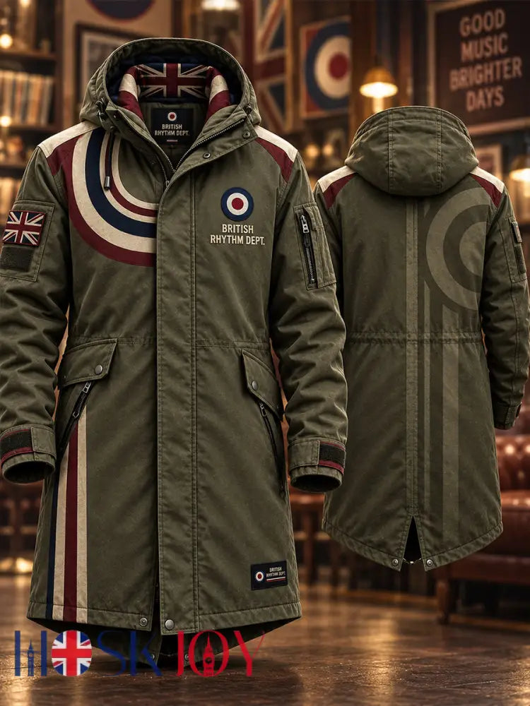 Men’s Uk Paul Weller Mod Culture Printed Hooded Long Coat