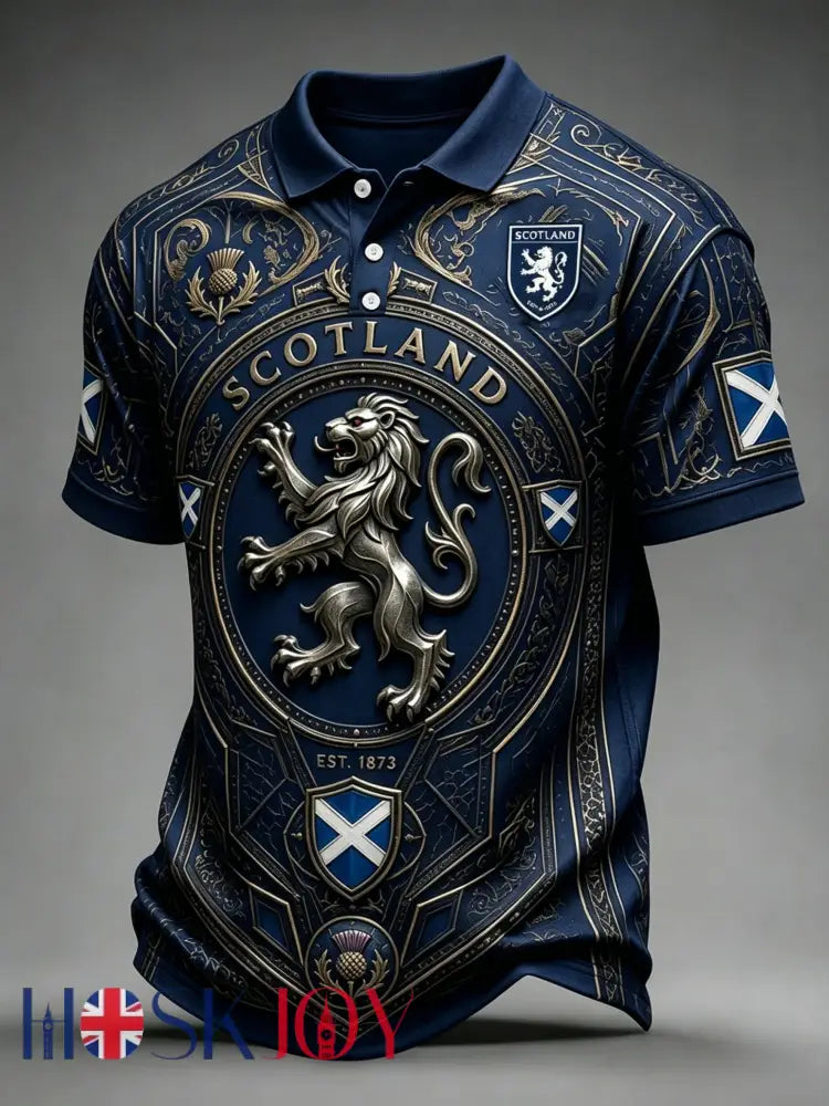 Men’s UK Scotland Football Lover 2026 Printed Polo Shirt - Blue / S