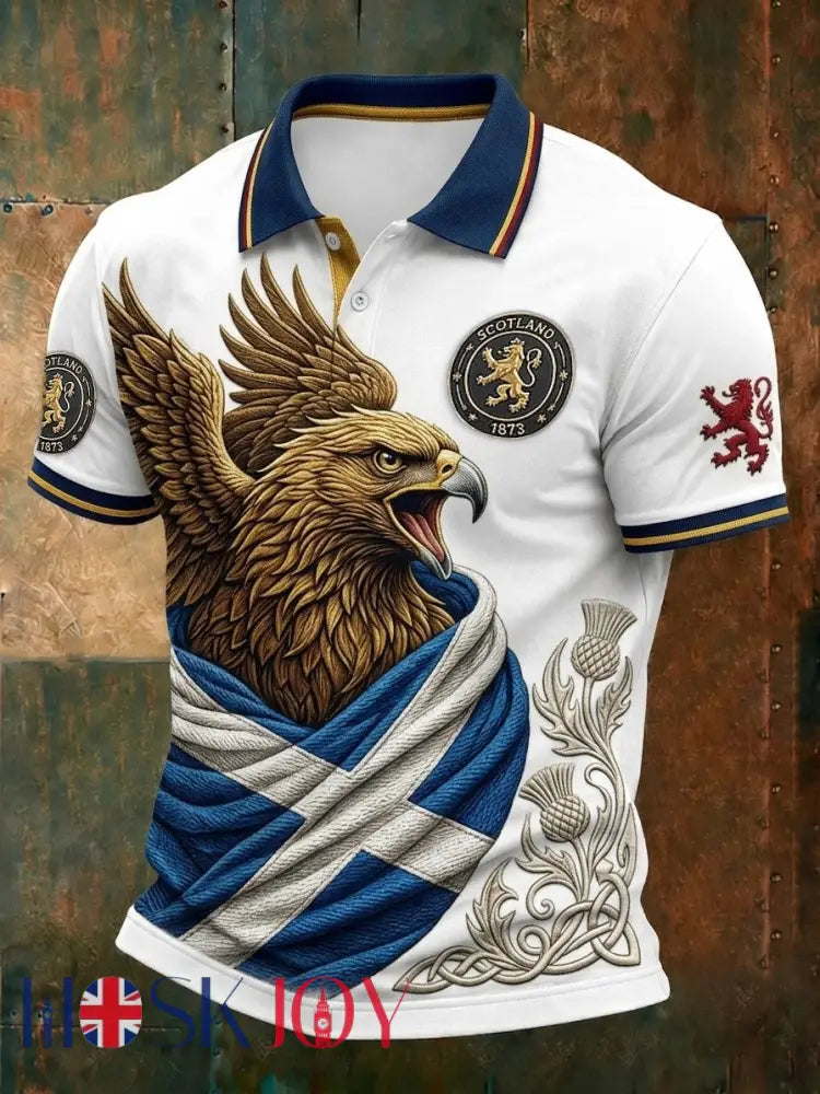 Men’s UK Scotland Football Lover 2026 Printed Polo Shirt - White / S
