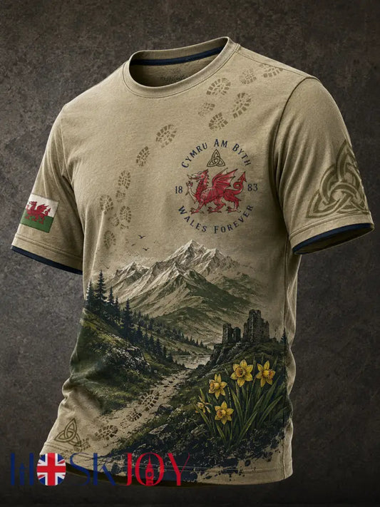 Men’s Uk Wales Outdoor Running Graphic Print T-Shirt - A / S