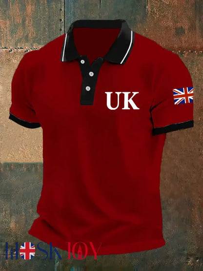 Men’s Union Jack Casual Polo Shirt - Red / S