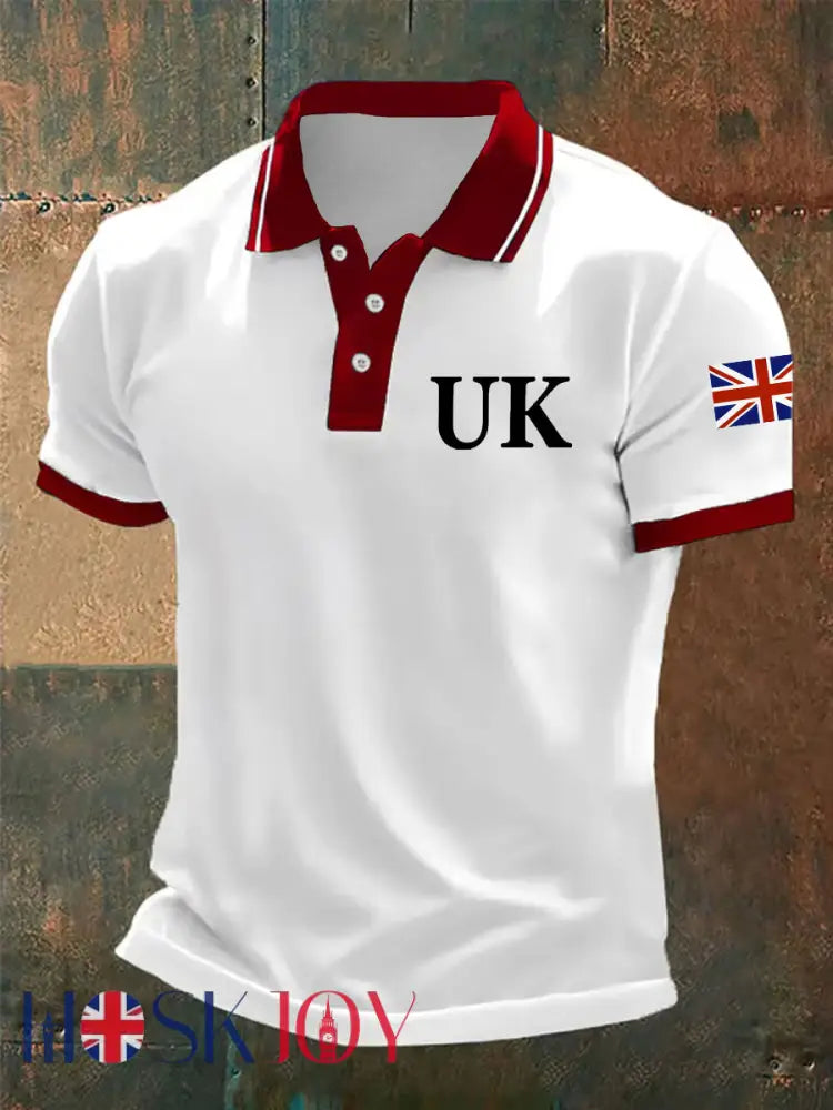 Men’s Union Jack Casual Polo Shirt - White / S