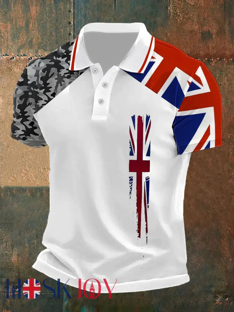 Men’s Union Jack Casual Polo Shirt - White / S