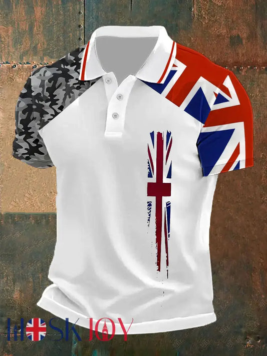 Men’s Union Jack Casual Polo Shirt - White / S