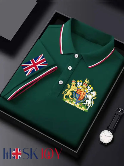 Men’s United Kingdom Print Short Sleeve Shirt - Dark Green / S