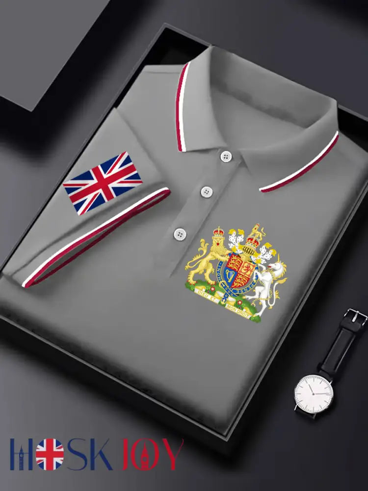 Men’s United Kingdom Print Short Sleeve Shirt - Gray / S