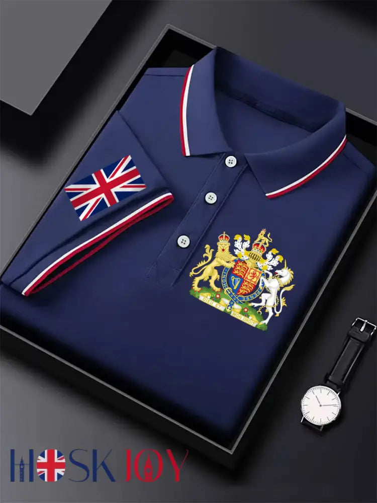 Men’s United Kingdom Print Short Sleeve Shirt - Navy Blue / S