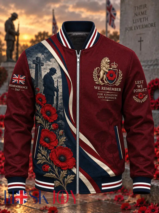 Men’s Veteran Memorial Graphic Print Long-Sleeve Zip-Up Jacket - A / S