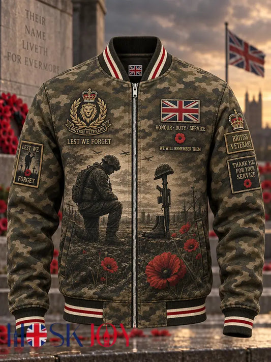 Men’s Veteran Memorial Graphic Print Long-Sleeve Zip-Up Jacket - A / S