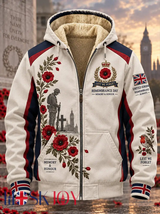 Men’s Veteran Memorial Graphic Print Zip-Up Long-Sleeve Hoodie - A / S