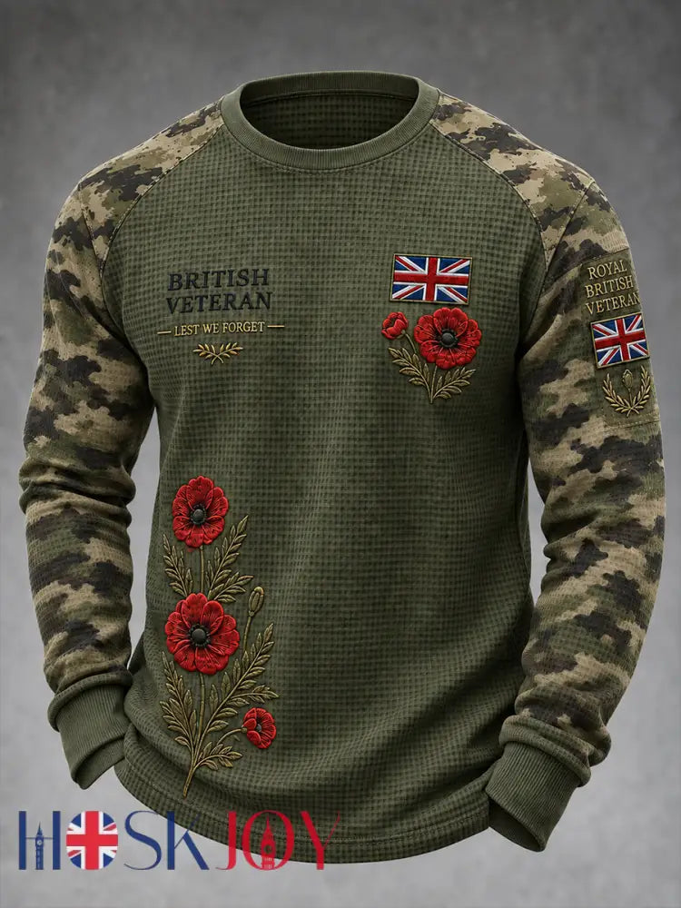 Men’s Veteran Memorial Graphic Waffle-Knit Long-Sleeve Top - A / S