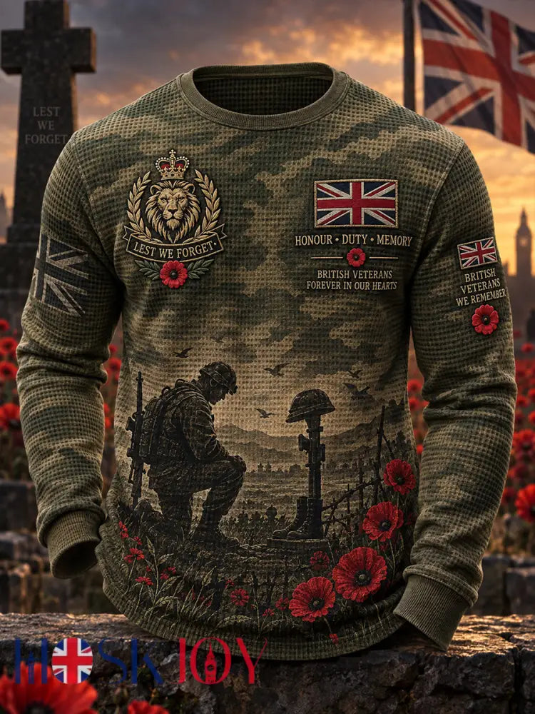 Men’s Veteran Memorial Graphic Waffle-Knit Long-Sleeve Top - A / S