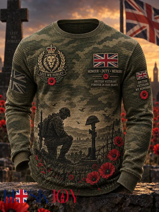 Men’s Veteran Memorial Graphic Waffle-Knit Long-Sleeve Top - A / S