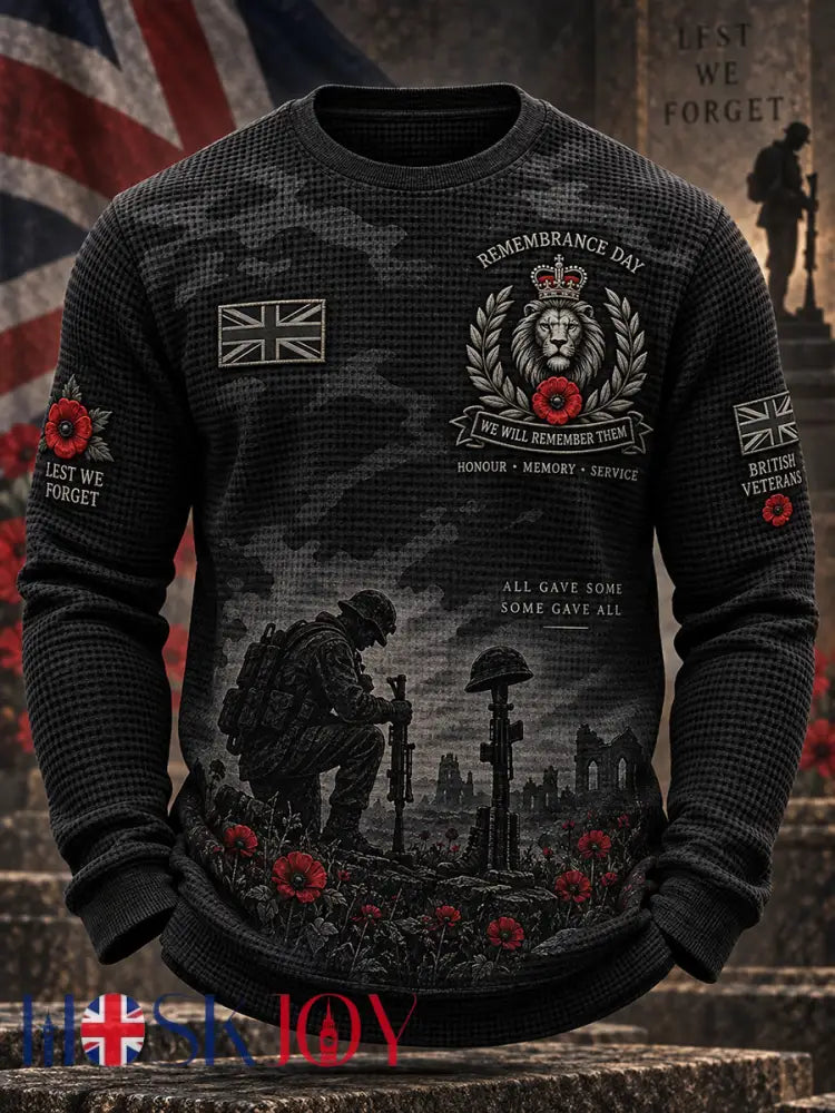 Men’s Veteran Memorial Graphic Waffle-Knit Long-Sleeve Top - A / S