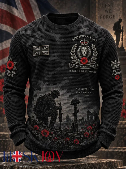 Men’s Veteran Memorial Graphic Waffle-Knit Long-Sleeve Top - A / S