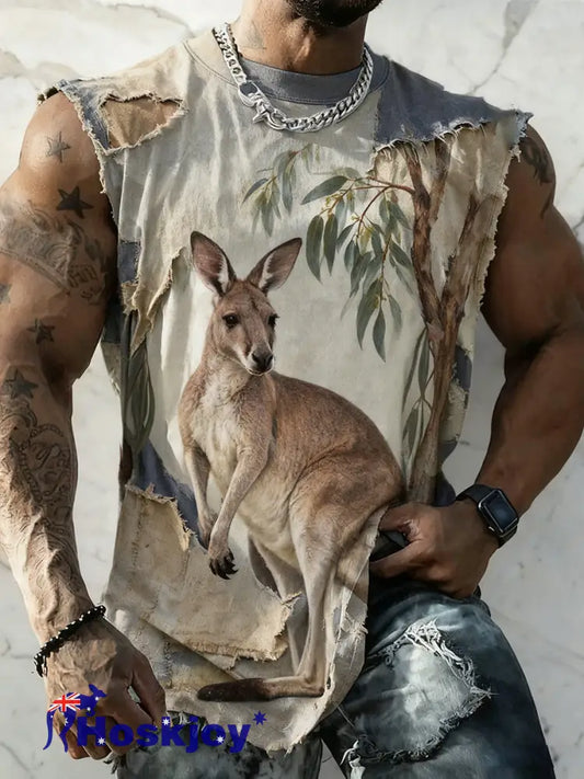 Men’s Vintage Australian Flag Print Casual Vest A / S