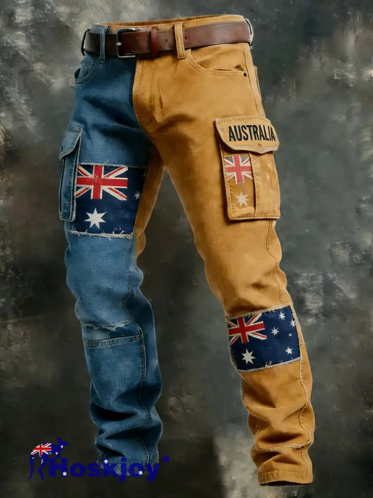 Men’s Vintage Australian Holiday Business Style Casual Work Trousers Blue / S