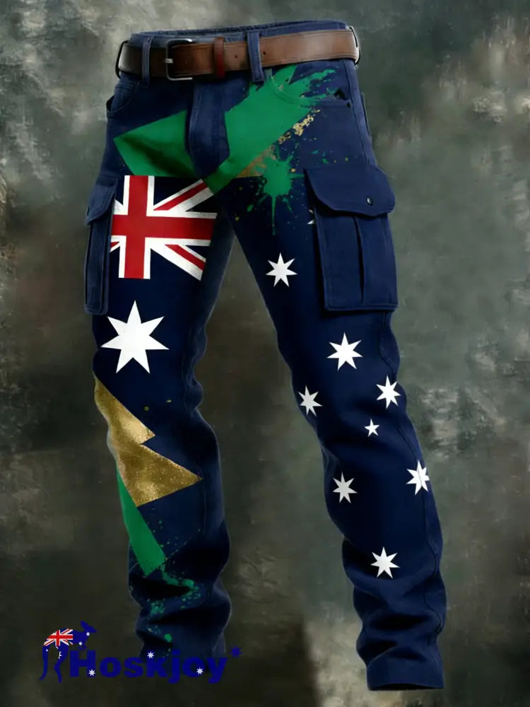 Men’s Vintage Australian Holiday Business Style Casual Work Trousers Navy Blue / S