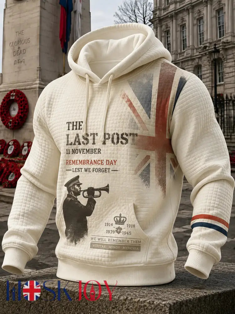 Men’s Vintage British Rememberance Day-Themed Printed Hoodie - A / S