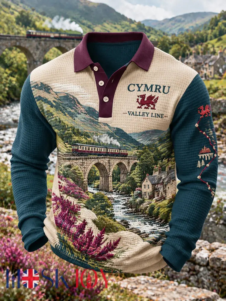 Men’s Vintage British Wales Printed Polo Shirt - A / M