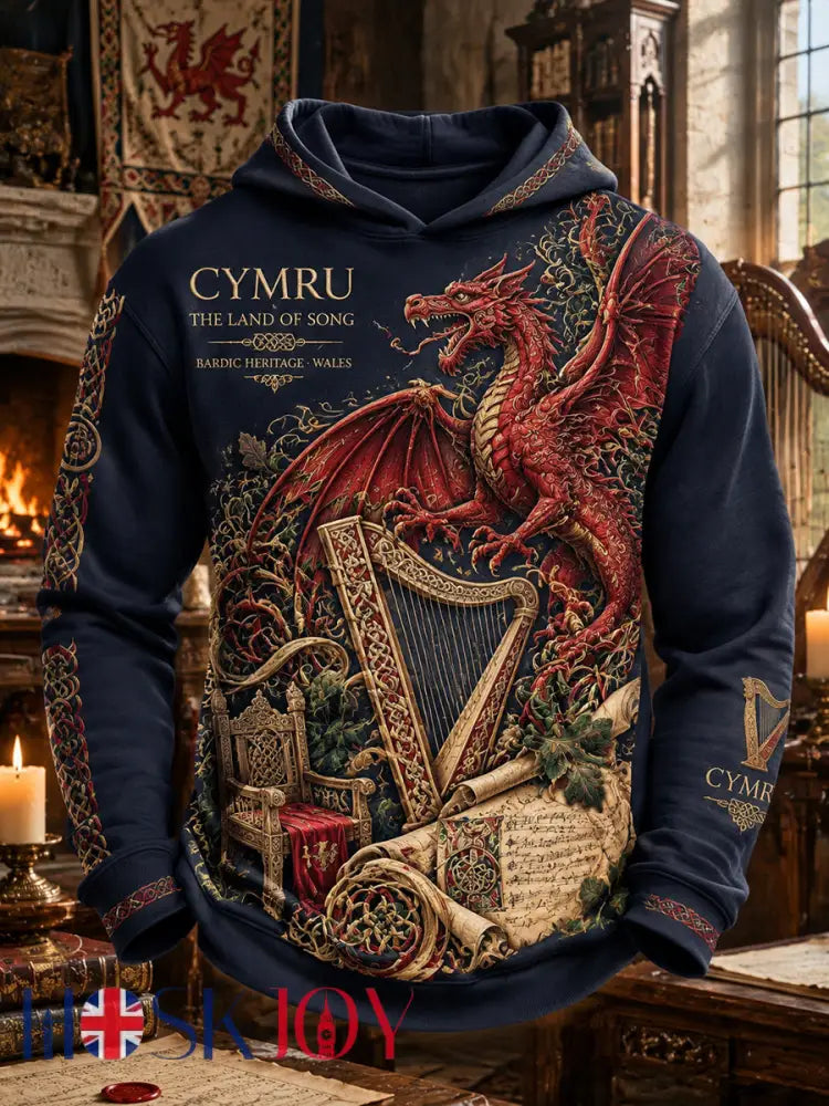 Men’s Vintage British Wales Printed Waffle Hoodie - A / S