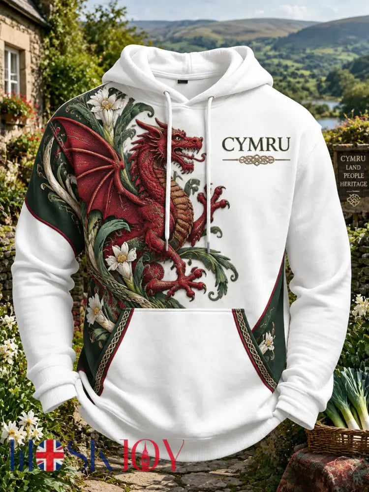 Men’s Vintage British Wales Printed Waffle Hoodie - A / S