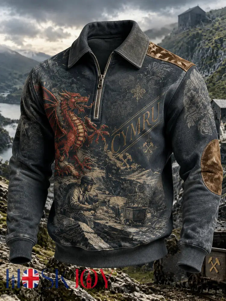 Men’s Vintage British Welsh Print Sweatshirt - A / S