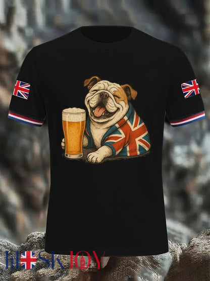 Men’s Vintage England Flag Casual Printed T-shirt - Black / S